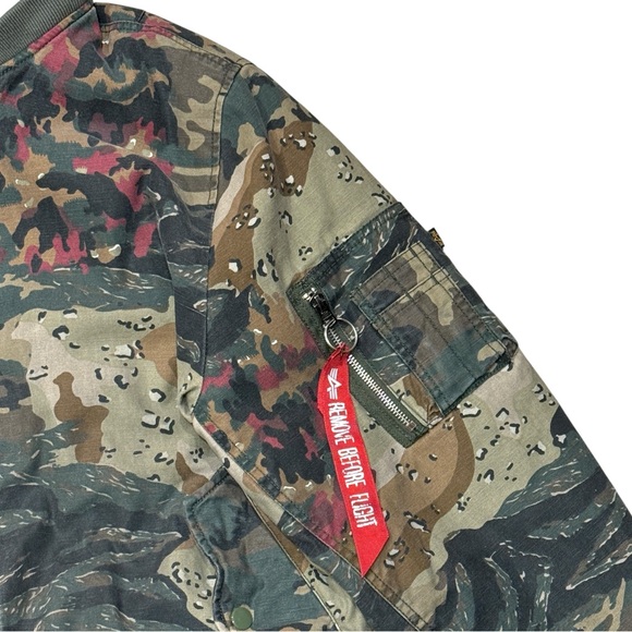 Alpha Industries MA-1 Bomber Flight Jacket Woodland Camo Men’s Sz L - Picture 4 of 5